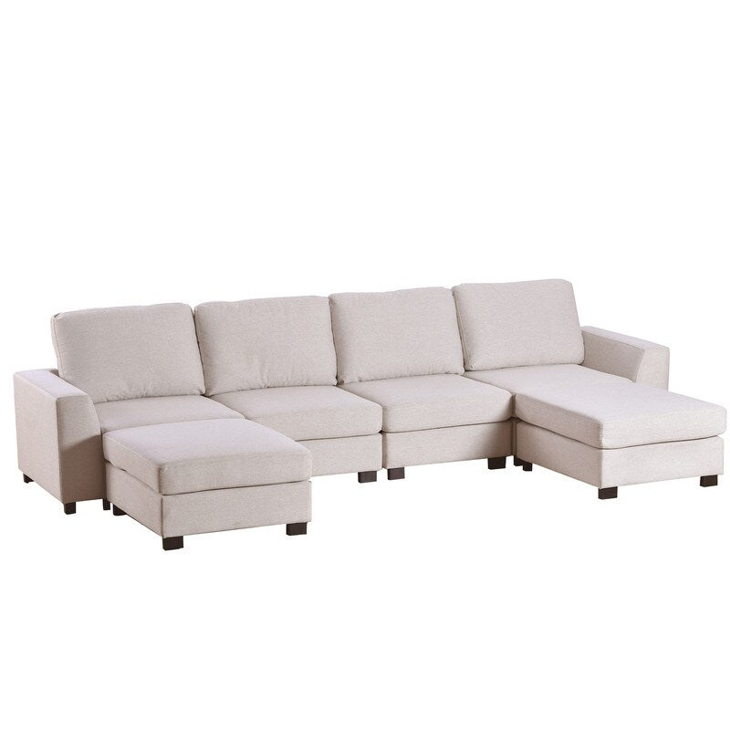 Modular 3 Pieces U shaped Sectional Sofa with Removable Ottomans
