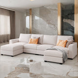 Modular 3 Pieces U shaped Sectional Sofa with Removable Ottomans