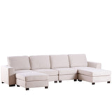 Modular 3 Pieces U shaped Sectional Sofa with Removable Ottomans