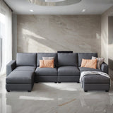 Modular 3 Pieces U shaped Sectional Sofa with Removable Ottomans