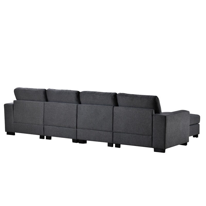 Modular 3 Pieces U shaped Sectional Sofa with Removable Ottomans