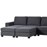 Modular 3 Pieces U shaped Sectional Sofa with Removable Ottomans
