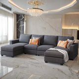 Modular 3 Pieces U shaped Sectional Sofa with Removable Ottomans