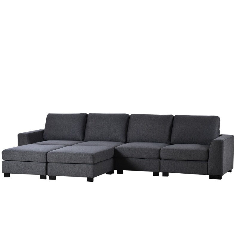 Modular 3 Pieces U shaped Sectional Sofa with Removable Ottomans