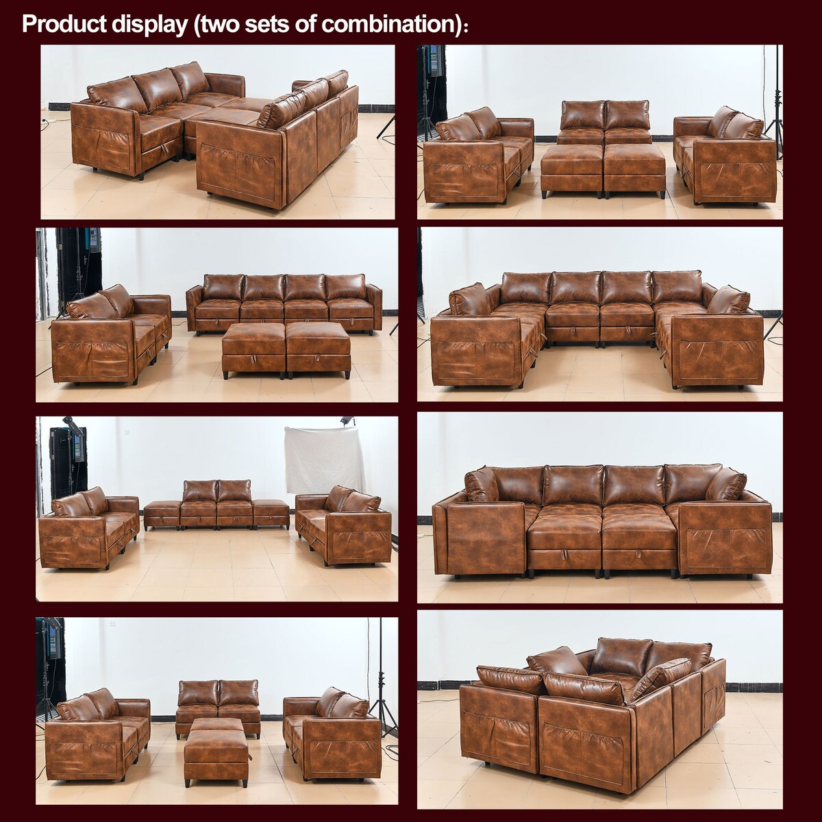 Modular DIY Sectional Sofa Set Livingroom Convertible L&U Type Couch with Storage Seat