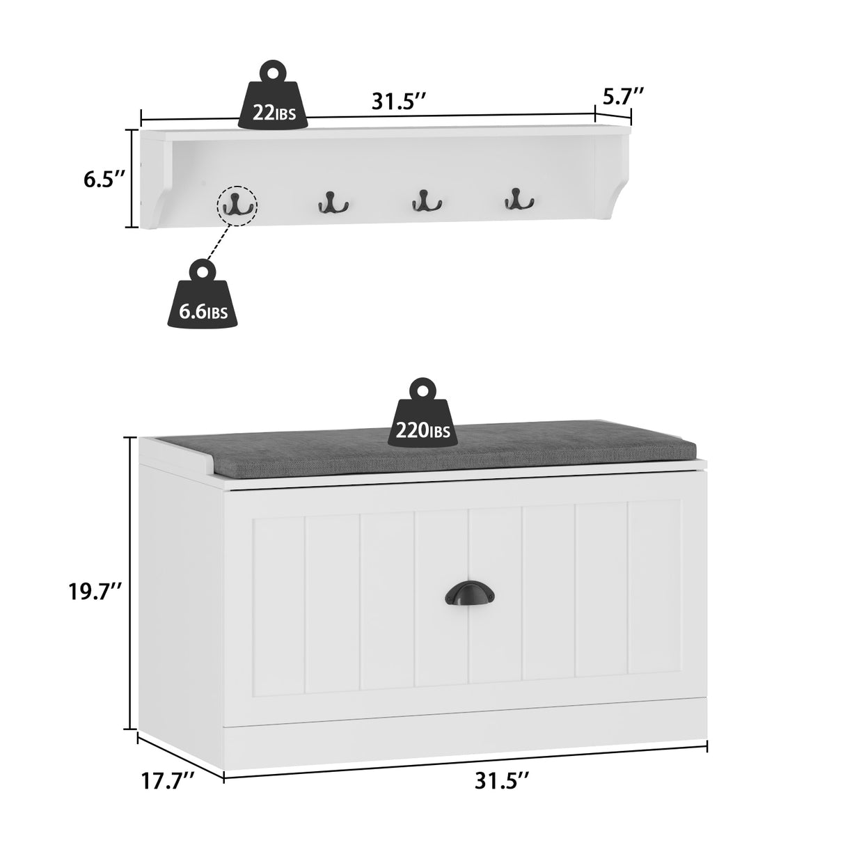 Modular Furniture Combo Entryway Hall Trees Storage Bench Closet Organizer