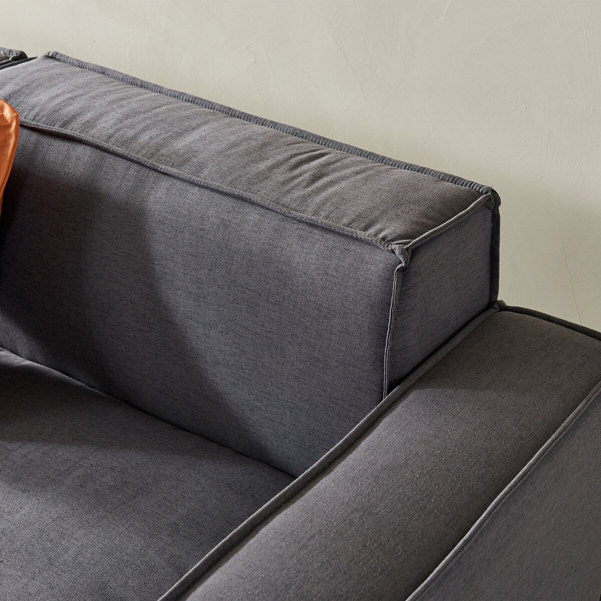 Modular L-Shape Sectional Sofa Linen Upholstered 4-Seat Couch with Convertible Ottoman Chaise & Pillows Included for Living Room