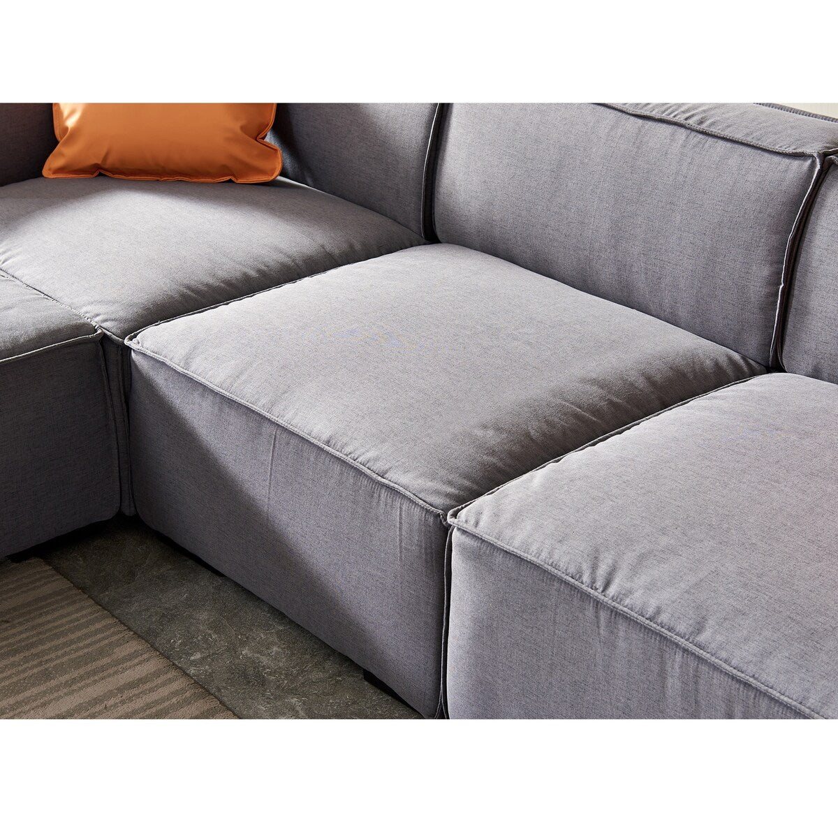 Modular L-Shape Sectional Sofa Linen Upholstered 4-Seat Couch with Convertible Ottoman Chaise & Pillows Included for Living Room