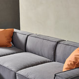Modular L-Shape Sectional Sofa Linen Upholstered 4-Seat Couch with Convertible Ottoman Chaise & Pillows Included for Living Room