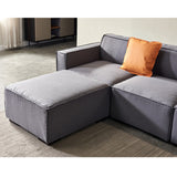 Modular L-Shape Sectional Sofa Linen Upholstered 4-Seat Couch with Convertible Ottoman Chaise & Pillows Included for Living Room