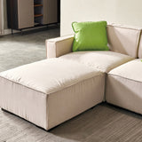 Modular L-Shape Sectional Sofa Linen Upholstered 4-Seat Couch with Convertible Ottoman Chaise & Pillows Included for Living Room