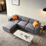 Modular L-Shape Sectional Sofa Linen Upholstered 4-Seat Couch with Convertible Ottoman Chaise & Pillows Included for Living Room