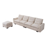 Modular L Shaped Chenille Sofa Couch With Storage Removable and Washable Cushions Sofa With USB Ports & Cup Holder, Grey