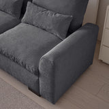 Modular L Shaped Chenille Sofa Couch With Storage Removable and Washable Cushions Sofa With USB Ports & Cup Holder, Grey