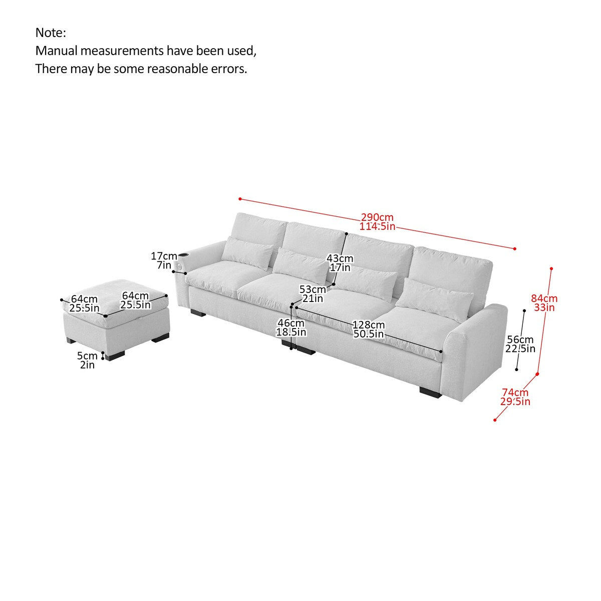 Modular L Shaped Chenille Sofa Couch With Storage Removable and Washable Cushions Sofa With USB Ports & Cup Holder, Grey