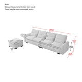 Modular L Shaped Chenille Sofa Couch With Storage Removable and Washable Cushions Sofa With USB Ports & Cup Holder, Grey
