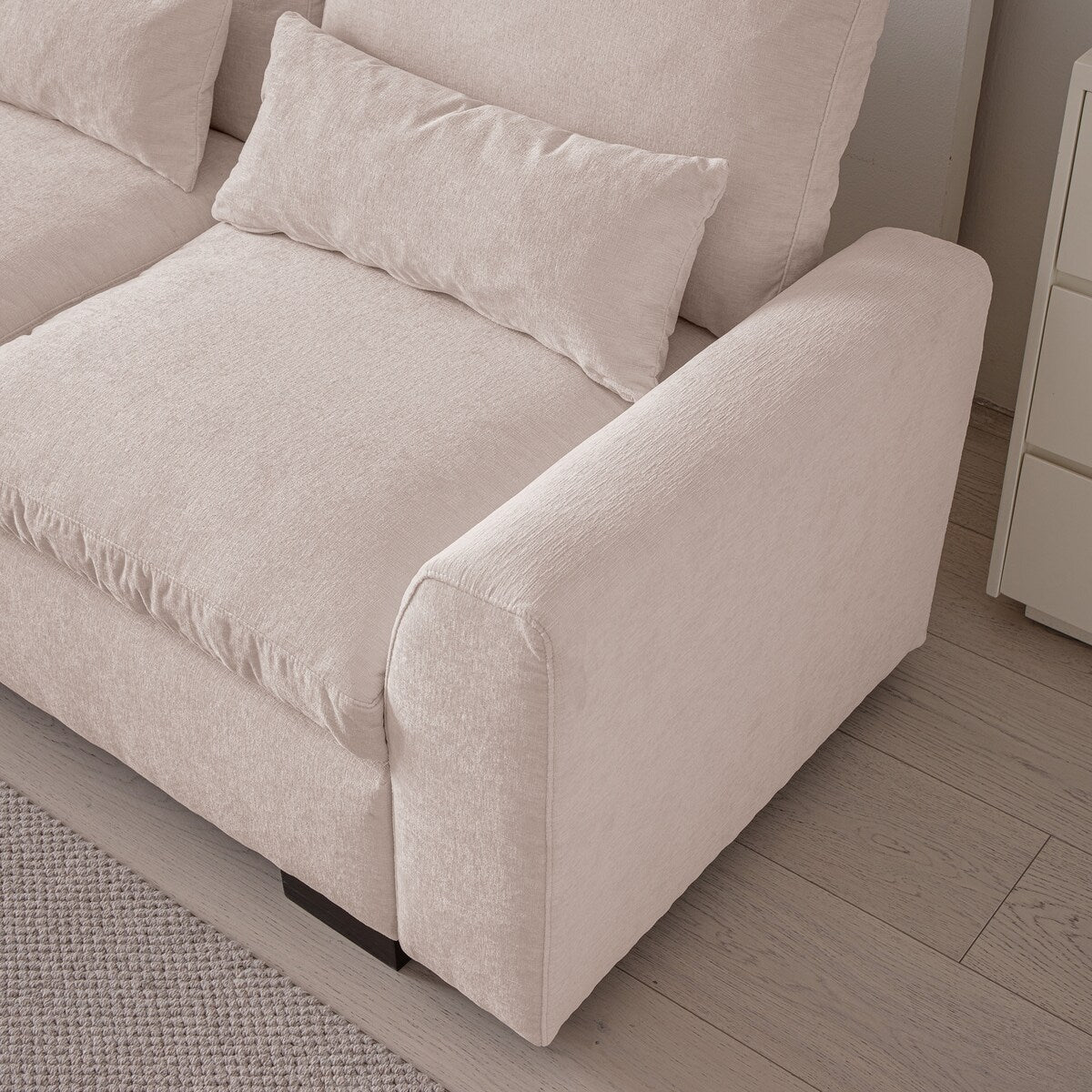 Modular L Shaped Chenille Sofa Couch With Storage Removable and Washable Cushions Sofa With USB Ports & Cup Holder, Grey