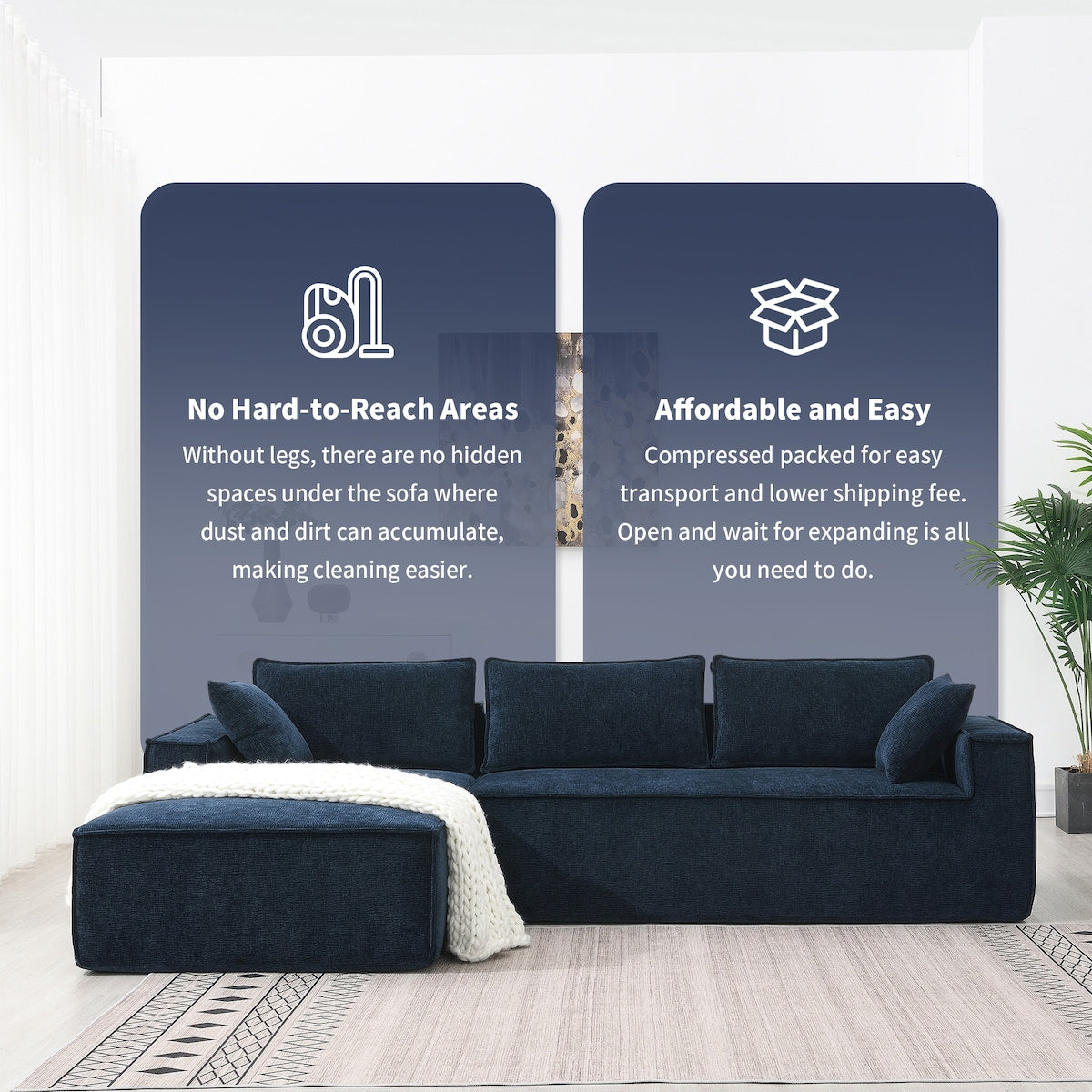 Modular L-Shaped Sectional Sofa With 2 PIC Free Combination