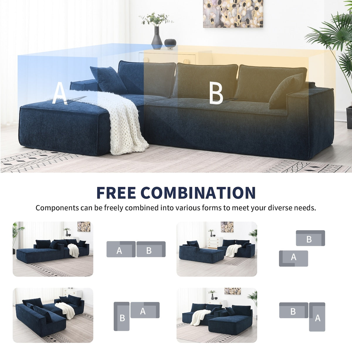 Modular L-Shaped Sectional Sofa With 2 PIC Free Combination