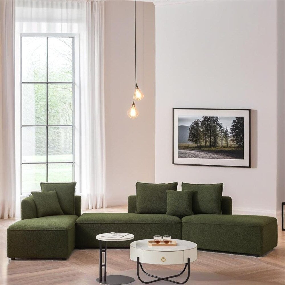 Modular L Shaped Sectional Sofa with 3 Back Pillows & 2 Throw Pillow