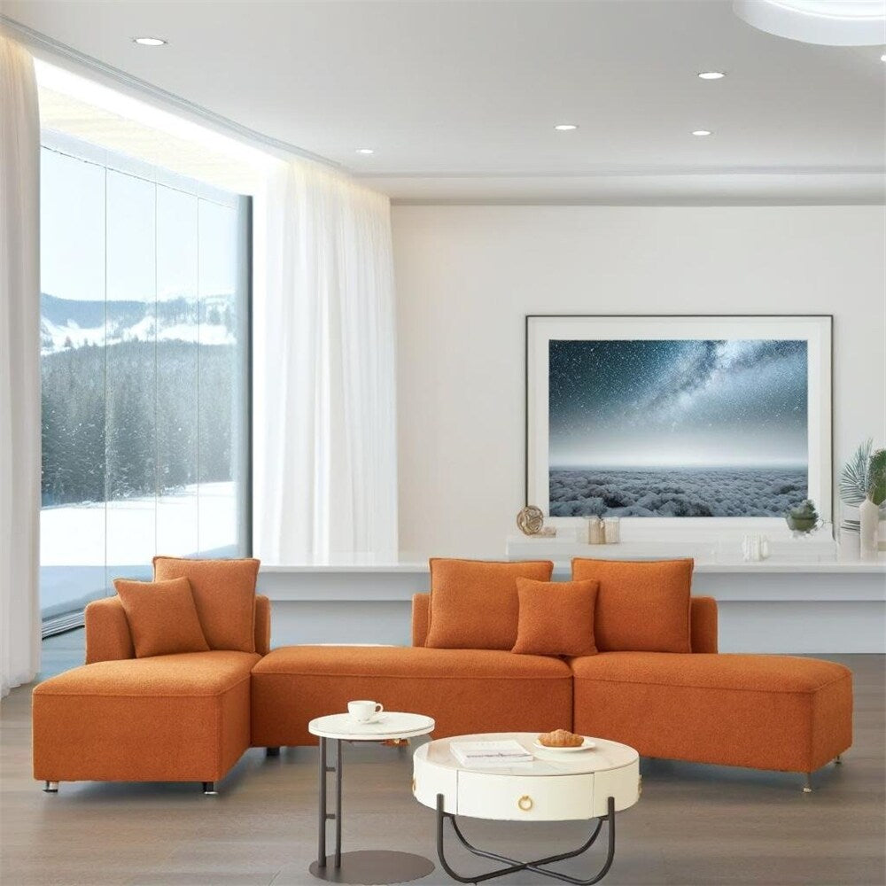 Modular L Shaped Sectional Sofa with 3 Back Pillows & 2 Throw Pillow