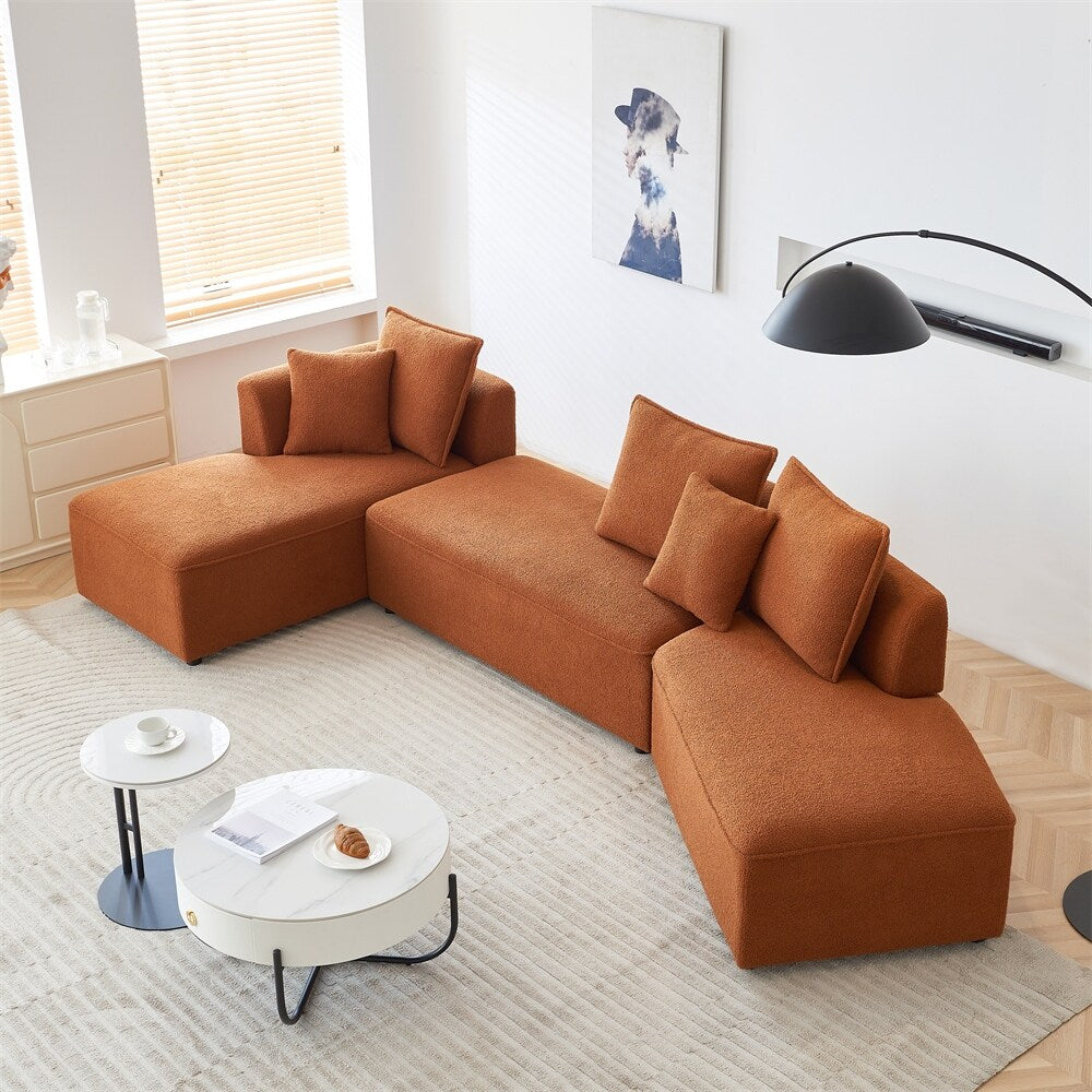 Modular L Shaped Sectional Sofa with 3 Back Pillows & 2 Throw Pillow