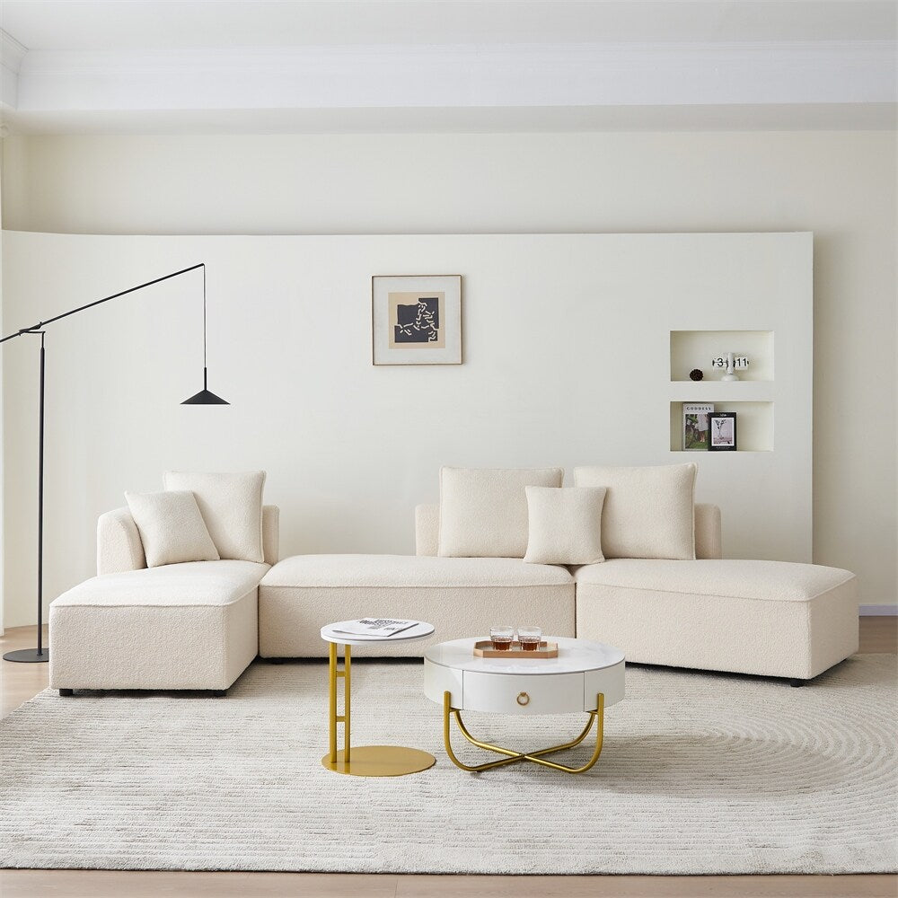 Modular L Shaped Sectional Sofa with 3 Back Pillows & 2 Throw Pillow