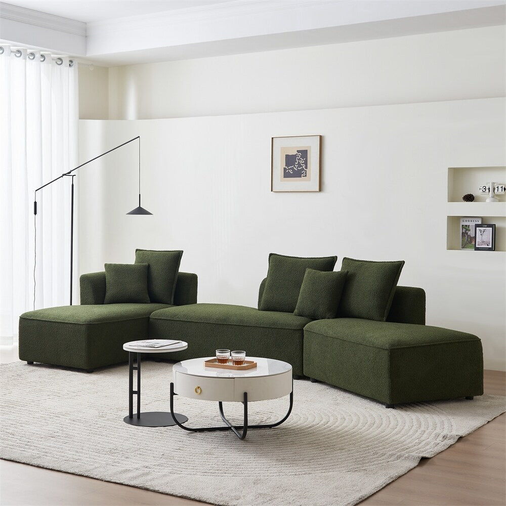 Modular L Shaped Sectional Sofa with 3 Back Pillows & 2 Throw Pillow