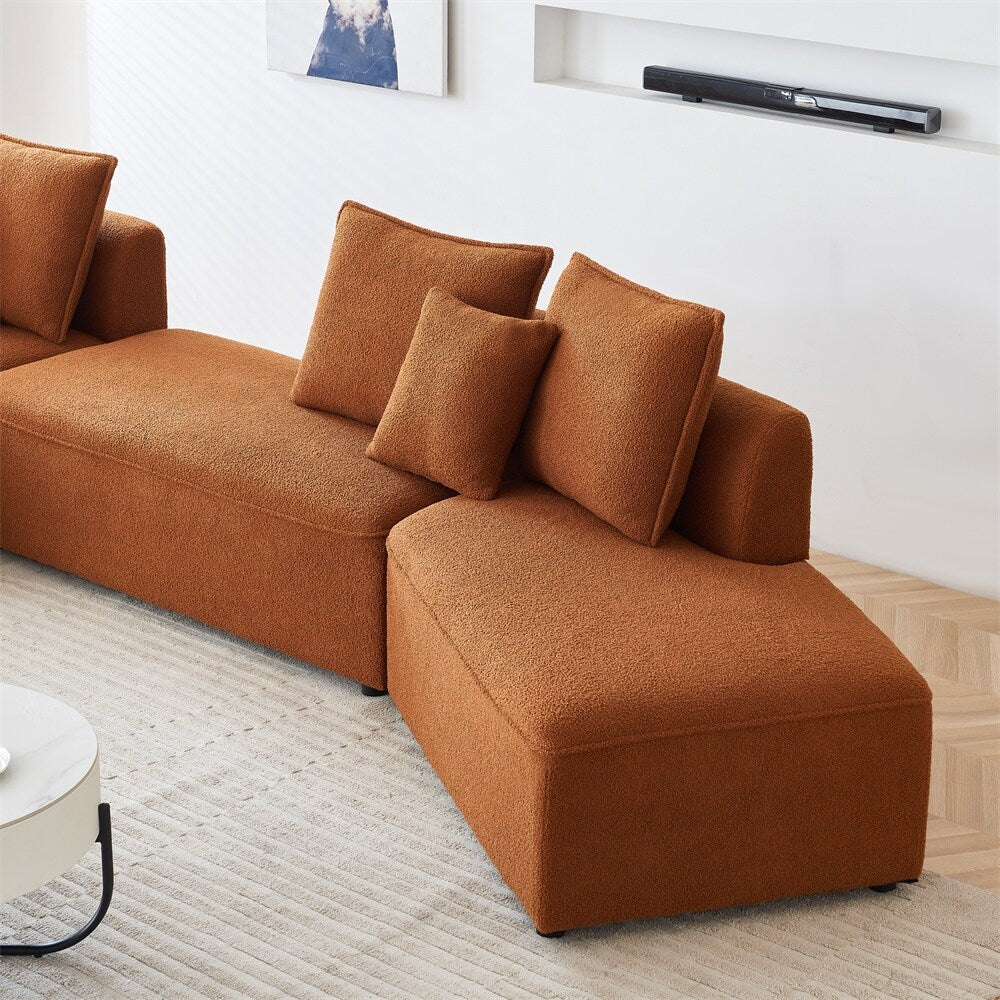 Modular L Shaped Sectional Sofa with 3 Back Pillows & 2 Throw Pillow