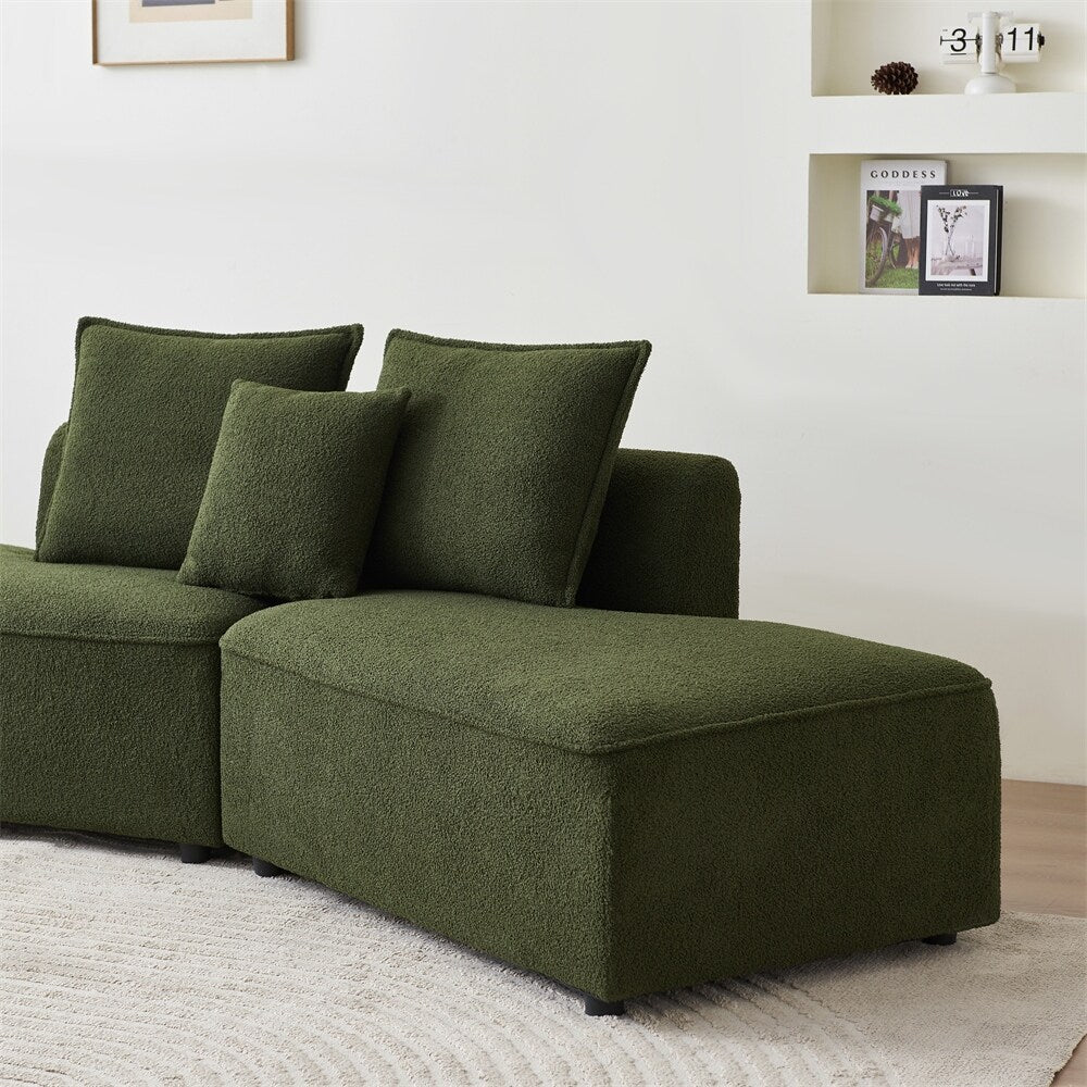 Modular L Shaped Sectional Sofa with 3 Back Pillows & 2 Throw Pillow