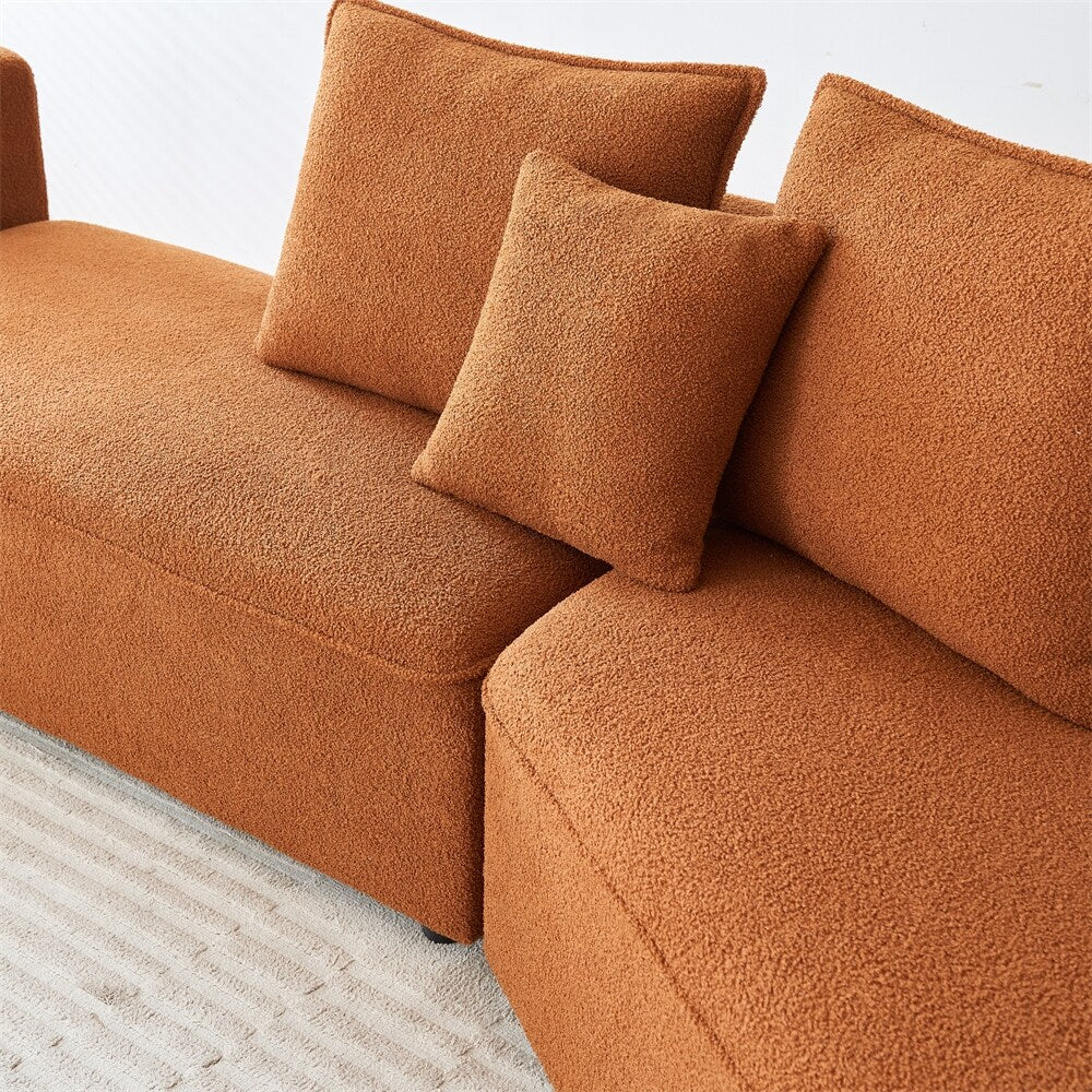 Modular L Shaped Sectional Sofa with 3 Back Pillows & 2 Throw Pillow