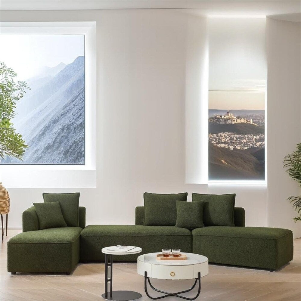 Modular L Shaped Sectional Sofa with 3 Back Pillows & 2 Throw Pillow
