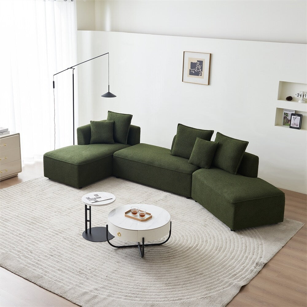 Modular L Shaped Sectional Sofa with 3 Back Pillows & 2 Throw Pillow