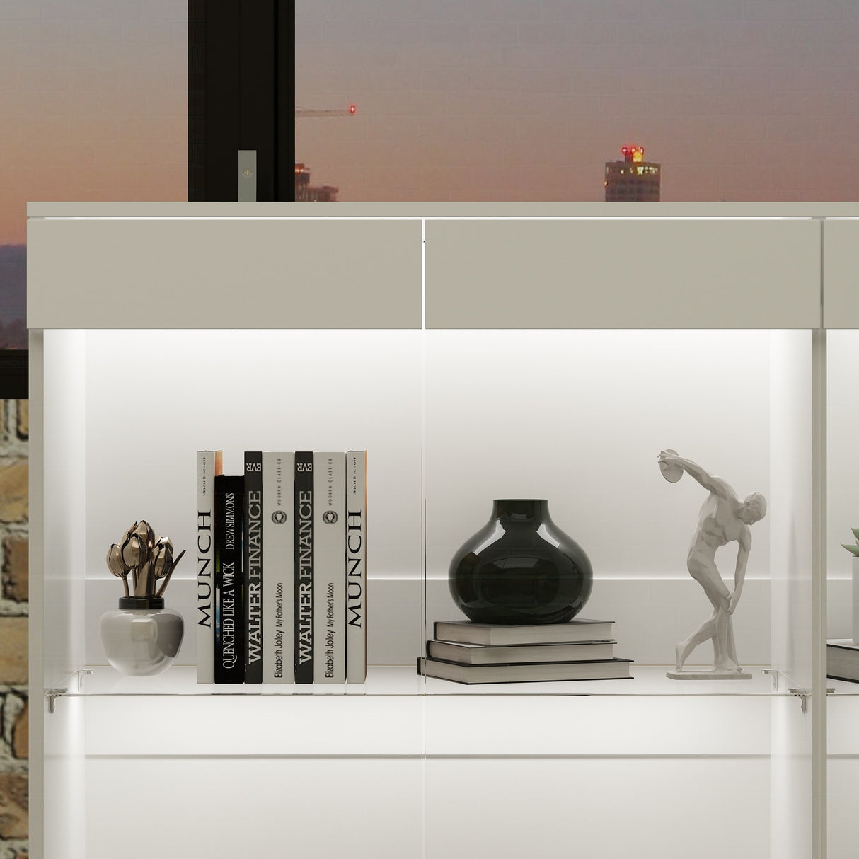 Modular Large display case,Bar Cabinet with glass doors,drawers,lights
