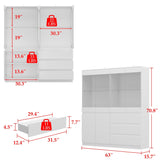 Modular Large display case,Bar Cabinet with glass doors,drawers,lights