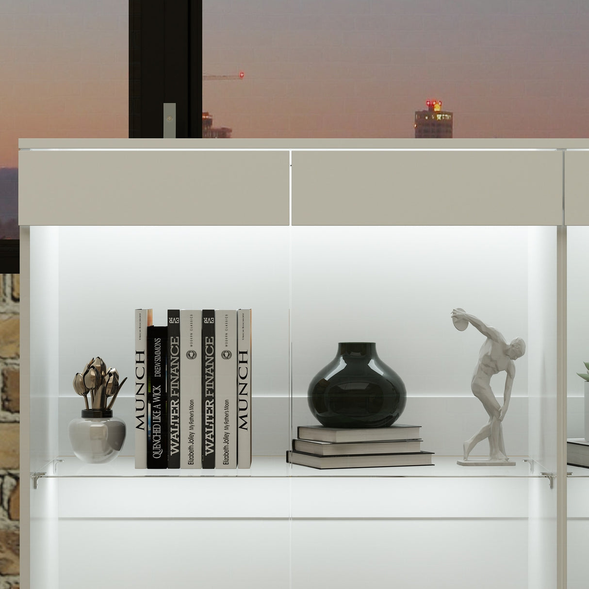 Modular Large display case,Bar Cabinet with glass doors,drawers,lights