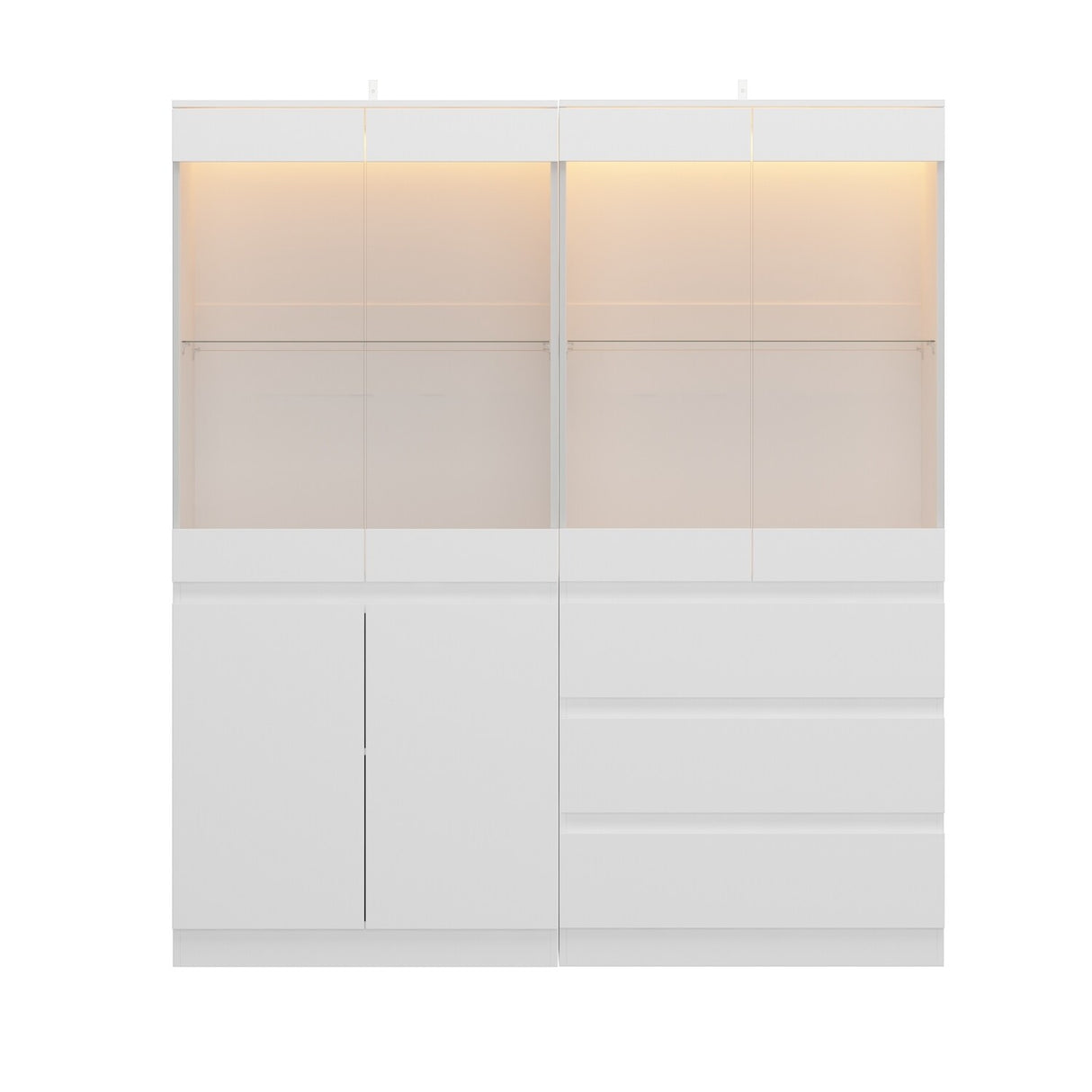 Modular Large display case,Bar Cabinet with glass doors,drawers,lights