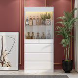 Modular Large display case,Bar Cabinet with glass doors,drawers,lights