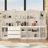 Modular Large display case,Bar Cabinet with glass doors,drawers,lights
