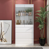 Modular Large display case,Bar Cabinet with glass doors,drawers,lights