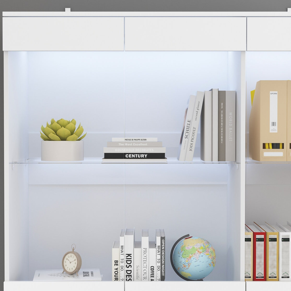 Modular Large display case,Bar Cabinet with glass doors,drawers,lights