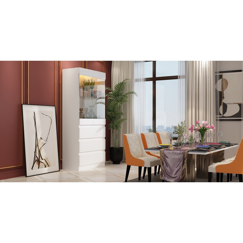 Modular Large display case,Bar Cabinet with glass doors,drawers,lights
