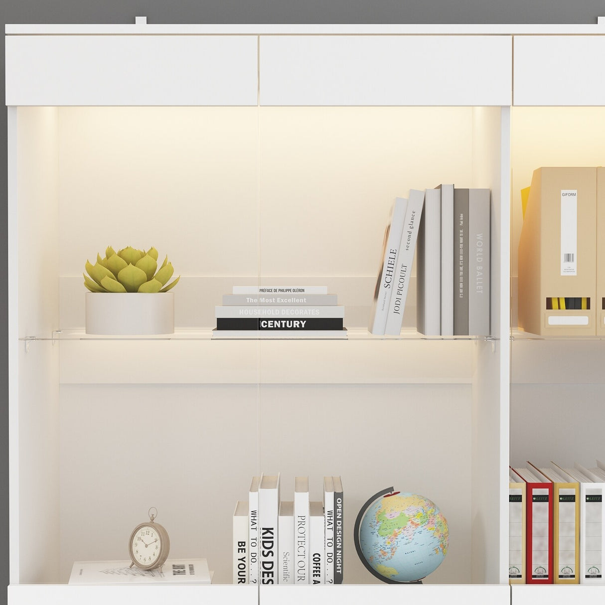 Modular Large display case,Bar Cabinet with glass doors,drawers,lights