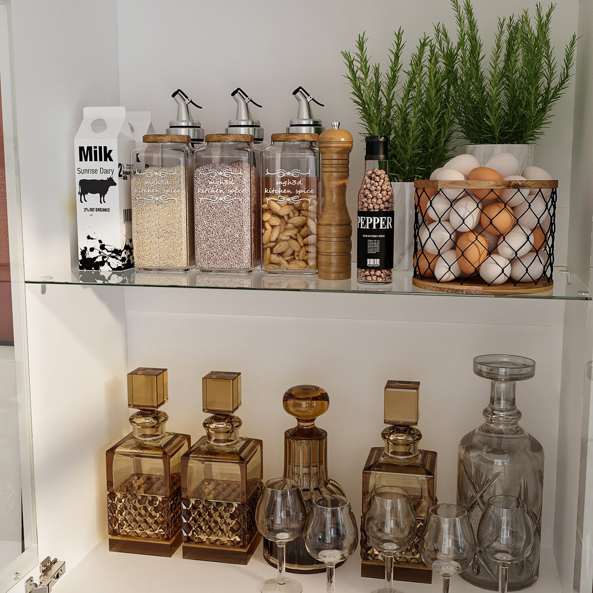 Modular Large display case,Bar Cabinet with glass doors,drawers,lights