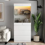 Modular Large display case,Bar Cabinet with glass doors,drawers,lights