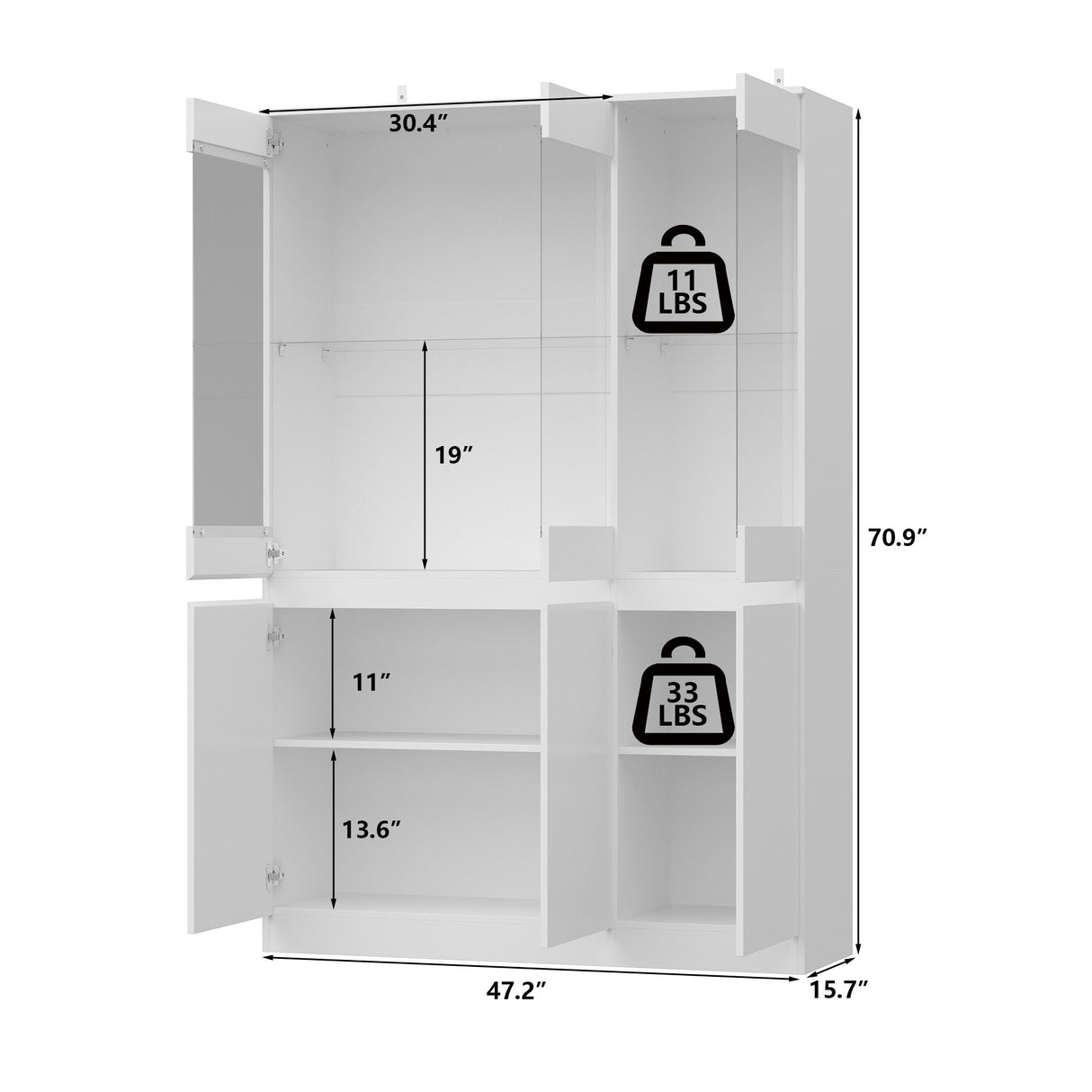 Modular Large display case,Bar Cabinet with glass doors,drawers,lights