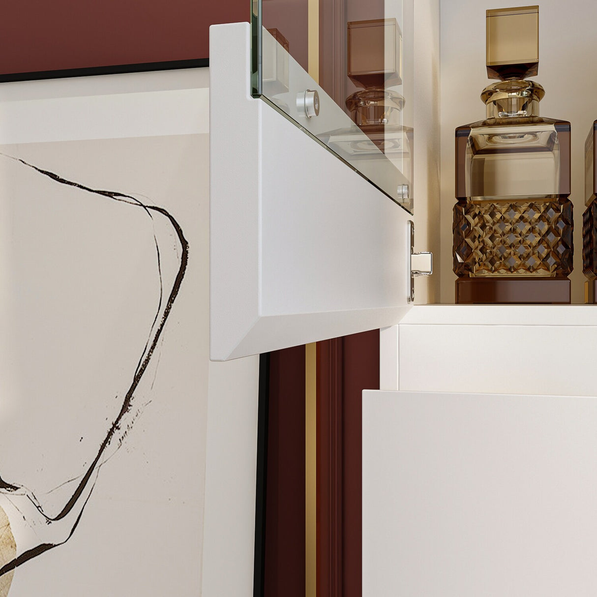 Modular Large display case,Bar Cabinet with glass doors,drawers,lights