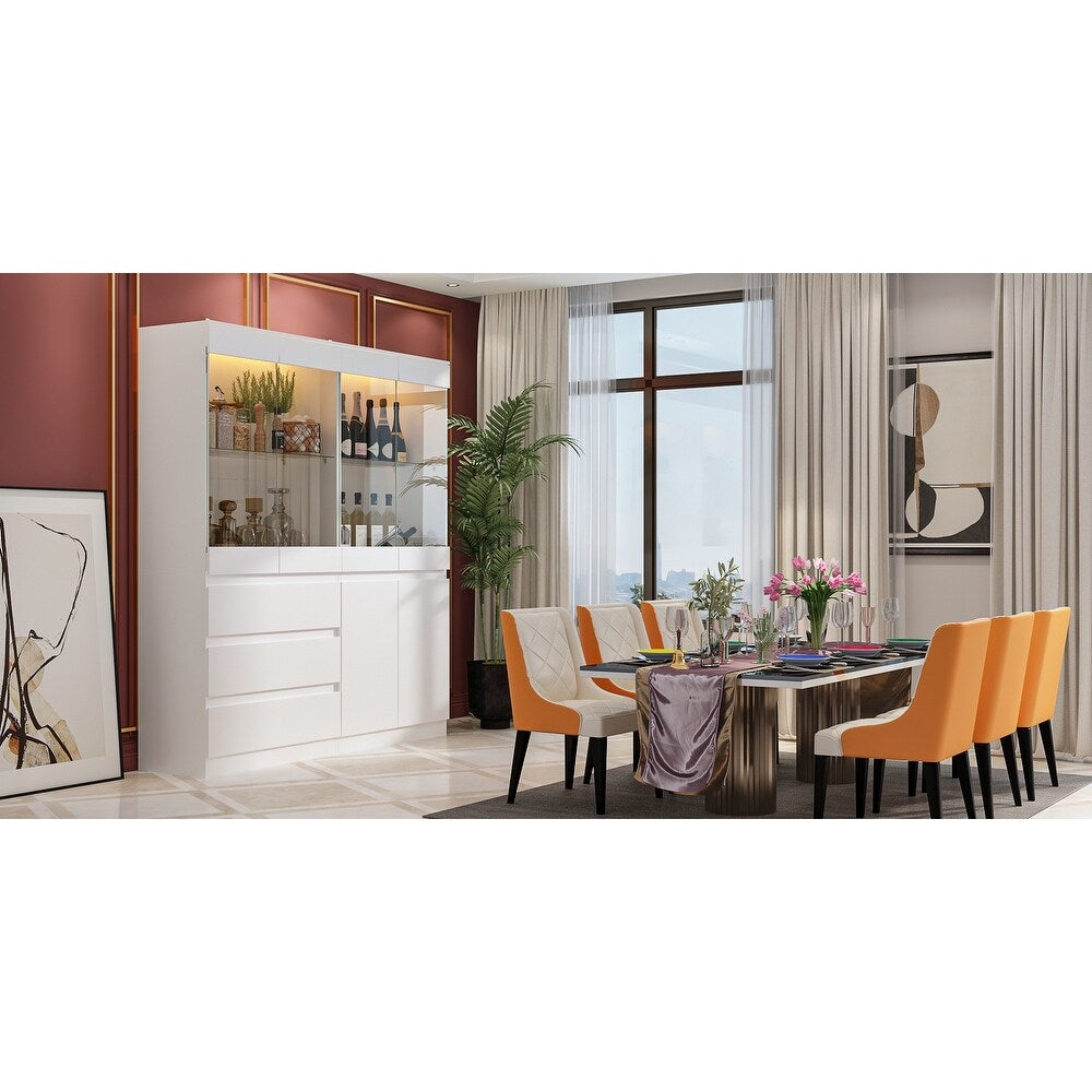Modular Large display case,Bar Cabinet with glass doors,drawers,lights
