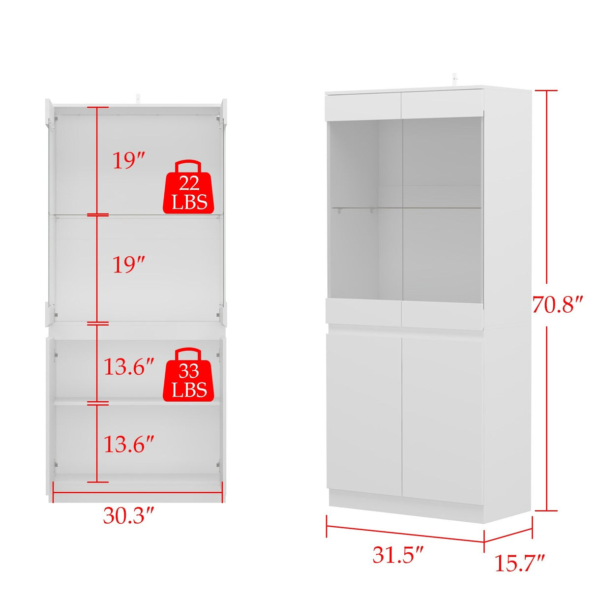 Modular Large display case,Bar Cabinet with glass doors,drawers,lights