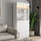 Modular Large display case,Bar Cabinet with glass doors,drawers,lights